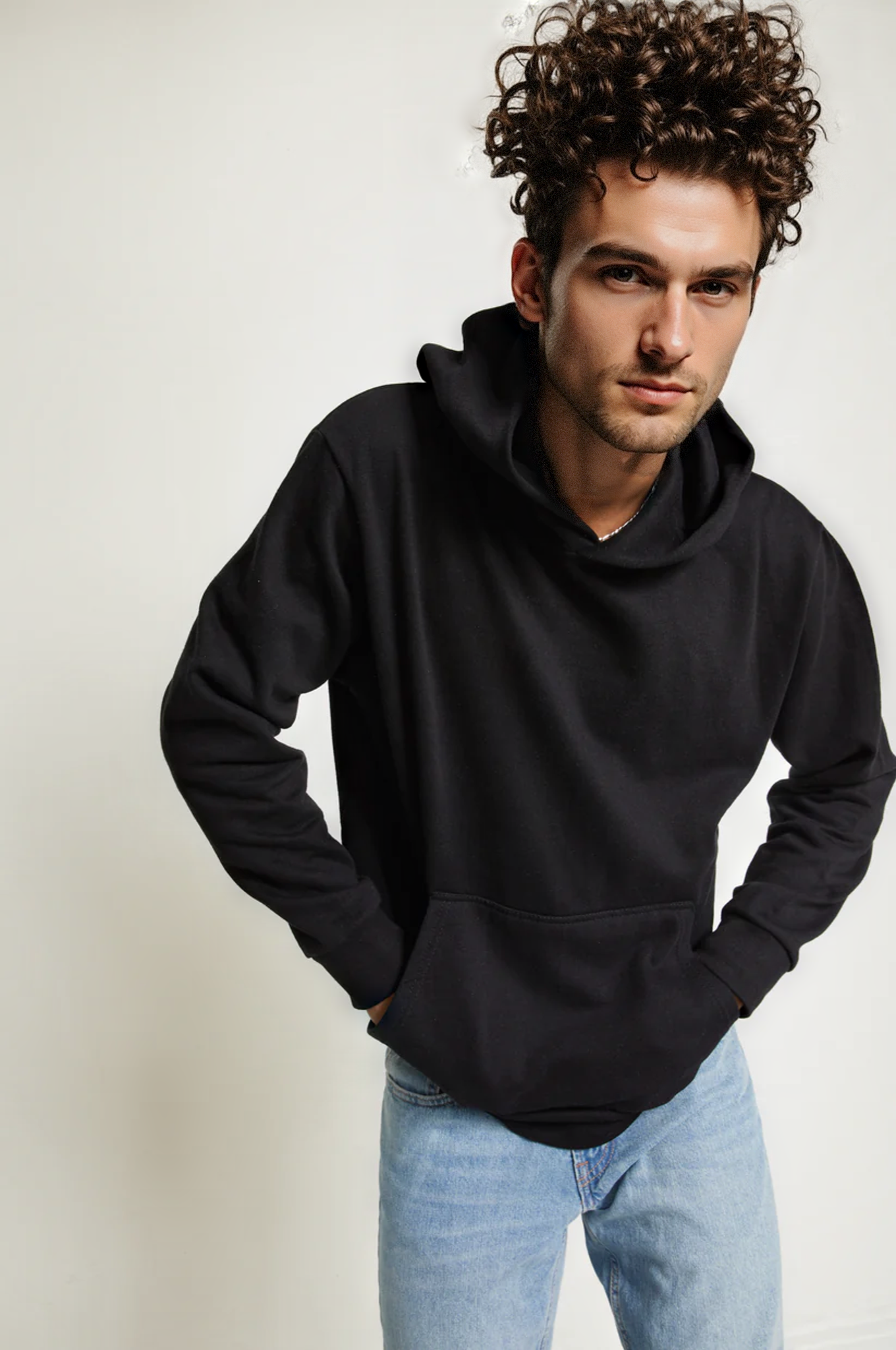 black basic pullover hoodie