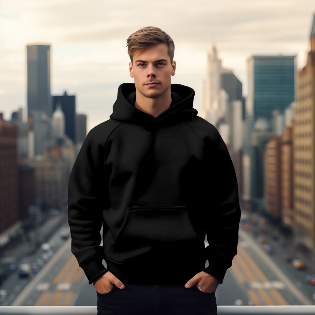 black basic pullover hoodie